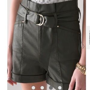 NWT White House Black Market Coated Denim Paperbag Shorts Sz 2 Fatigue G…